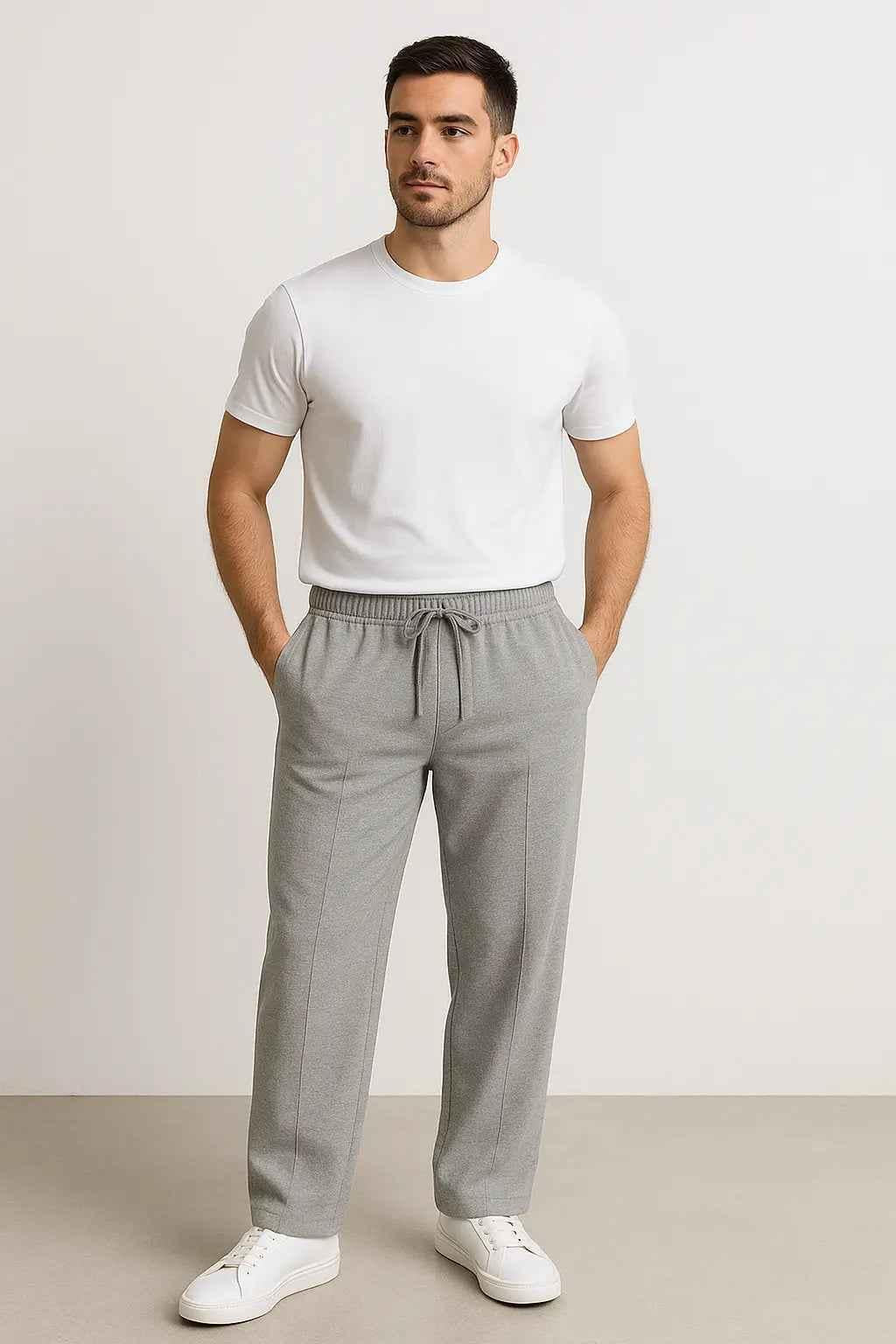 Silver Drift Light Grey Relax Fit Trousers EW-000008-1